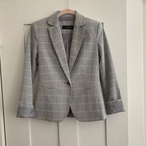 Zara Gray Plaid Tailored Blazer